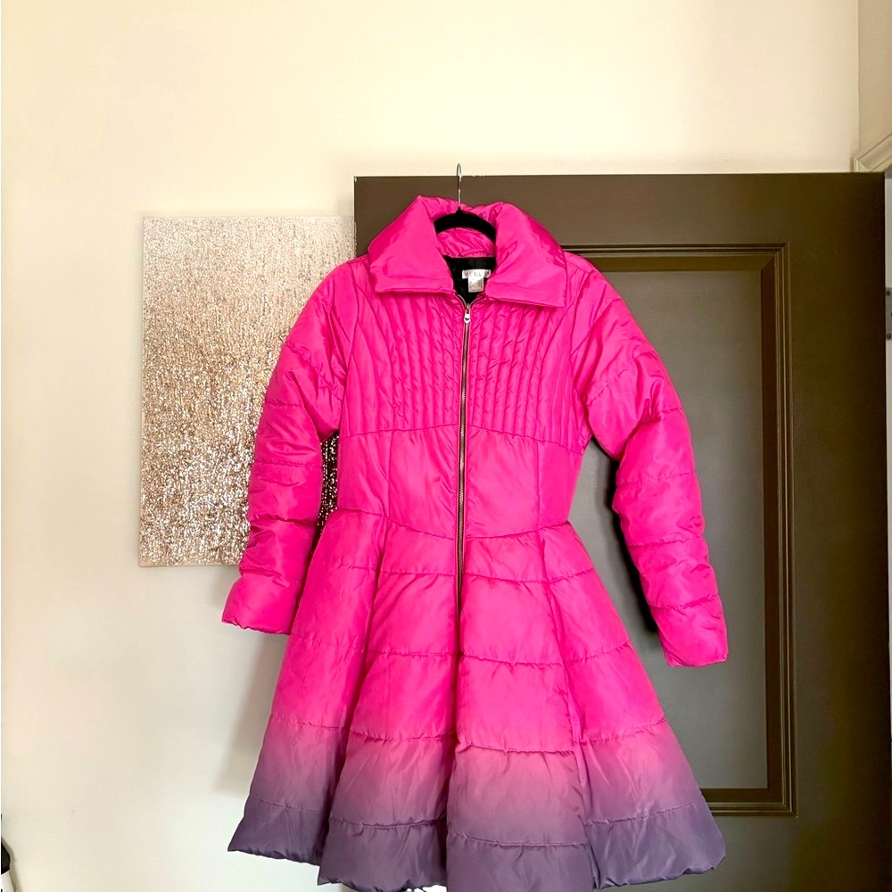 VENUS Pink and Purple Puffer Coat with Gradient Design